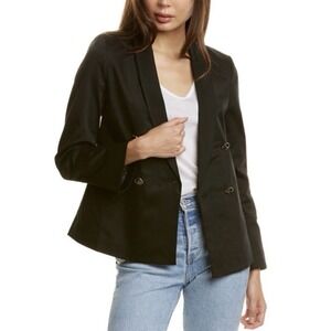AYR The Coast Jacket Double Breasted Blazer Black Size 6 Work Office Minimalist